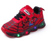 Kensty Zapatos deportivos para niños Spiderman Zapatillas iluminadas Para niños Led Zapatos luminosos para niños, rojo