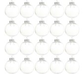 20 piezas de bricolaje plástico claro rellenable adorno bolas de Navidad con tapa de metal plateado extraíble para Chri Plata