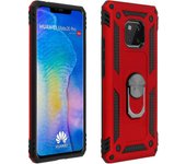 Avizar Huawei Mate 20 Pro Case Bi Material Rígido Anillo Magnético Suave Soporte Rojo