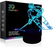 Heytea Luz nocturna de hockey, jugador de hockey, lámpara de iluminación 3D para niños, 7 lámparas de mesa táctiles LED que cambian de color, jugue...