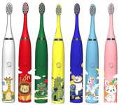 Cepillo de dientes eléctrico Sonic Children's 3 a 12 años Cuidado de la limpieza dental Bacterias orales 6 Cabezales de cepillo de reemplazo Carga ...