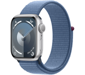 apple watch series 9 gps 41mm silver aluminium case with winter blue sport loop