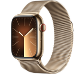 apple watch series 9 gps + cellular 41mm gold stainless steel case with gold milanese loop