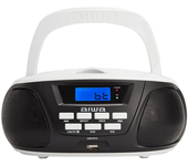 altavoces bluetooth con lector de cd mp3 y usb aiwa boombox bbtu-300 black white bt 5.0 5w rms radio fm