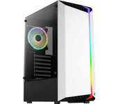 caja semitorre aerocool bionic v2 white linea frontal rgb lateral de cristal templado con ventilador rgb 120mm