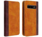 Avizar Funda Cartera Función Soporte Marrón para Samsung Galaxy S10 Plus