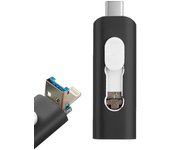 Cool 3 en 1 128GB Lightning / Tipo-C / Micro-USB Negro