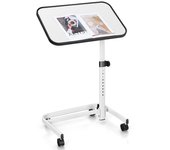 Costway Mesa Auxiliar con Ruedas Mesa al Lado de Cama Portátil Altura Ajustable Inclinable Multiángulo para Hospital 61 x 43,5 x 93 cm