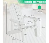 Costway Silla HIPS de Exterior con Portavasos Grano de Madera Realista Resistente a la Intemperie para Patio Jardín Terraza