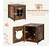 Costway Caja de Arena para Gatos Mueble Arenero para Gatos Baño Privado Lavabo Oculto para Gato con Puerta Mesa de Noche Multiusos 50 x 53 x 55 cm