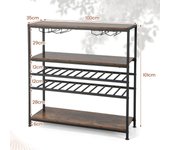 Costway Estante de Vinos 5 Niveles para 20 Botellas Armario de Bar Independiente con Soportes de Copas para Cocina Comedor Buffet 100 x 35 x 101 cm