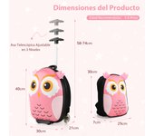 Costway Juego de Maleta para Niños 2 Piezas Equipaje de Viaje 40 cm con Mochila 30 cm Rodante Ligero Portátil Aprobado por Aerolíneas