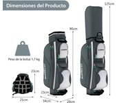 Costway Bolsa de Golf con 14 Divisores para Palos de Golf Ligera Portátil para Carro de Golf Cubierta para Lluvia Polvo 34 x 29 x 90 cm