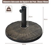Costway Base de Resina para Sombrilla Φ38/48mm Resistente Soporte Redondo para Paraguas de 10 kg para Jardín Playa Piscina Bronce