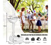 Costway Fregadero Portátil de Camping con Bomba de Pie Soporte de Lavabo con Tanque de Agua de 17L Gris 51 x 33 x 102 cm
