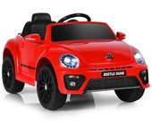 Costway Coche Eléctrico Volkswagen Beetle para Niños Coche de Bateria 12V con Control Remoto Luces Música Vehículo Motorizado 95 x 56 x 47 cm