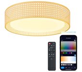 Ksix Bohemia Plafón Smartled, Diseño Ratán, Altavoz 3W Integrado, 4.000 Lm, 35 W Blanco