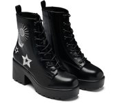 Botas Gótico de KOI - Astro Silver Star & Moon Chunky Boots - EU36 EU38 - para Mujer - Negro