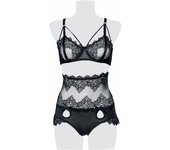 Ropa Interior Gótico de Grey Velvet - Lace Bra Set 2 piezas - S XL - para Mujer - Negro