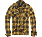 Manga Larga de Brandit - Camisa a cuadros - M XXL - para Hombre - negro/amarillo