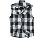 Camisa manga Corta de Brandit - Sleeveless Checked - S 5XL - para Hombre - negro-blanco
