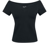 Camiseta Rockabilly de Hell Bunny - Alex Top - XS XL - para Mujer - Negro