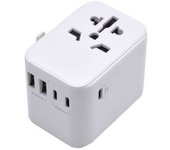 ADAPTADOR EWENT UNIVERSAL MULTI ENCHUFE + 2X USB + 3X USB-C WHITE