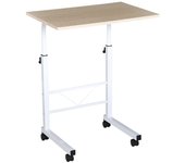 Homcom Mesa de Altura Elevable Ajustable con Ruedas 60x40x68cm Blanca/Madera