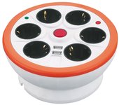 Garza Office Power Regleta Redonda 6 Tomas + USB