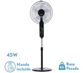 Ventilador de pie rodium negro 3vel 45w regx43x40cm oscilante 5asp.tactil c/remoto y temporizador
