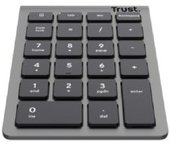 Trust Xalas Teclado Numérico Inalámbrico para PC Portátil y Ordenador, Numpad 22 Teclas, Receptor USB 2,4 GHz, Mini Teclado Portátil, Cálculo de Números Oficina Contabilidad Datos, Plata