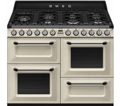 Smeg TR4110P1 cocina Cocina independiente Eléctrico Encimera de gas Negro, Crema de color