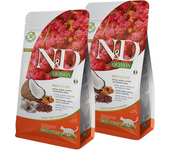 Pack 2 x 5 Kg Pienso Farmina ND Cat Quinoa Grain free Skin Coat con arenque para gatos