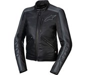 Alpinestars Stella Dyno Chaqueta de cuero de moto para mujer - Negro Gris (M)