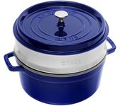 Staub La Cocotte con vaporera 26 cm, redondo, Azul oscuro, Hierro fundido