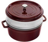 Staub La Cocotte con vaporera 26 cm, redondo, Granadina, Hierro fundido
