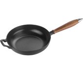 Staub Pans Sartén con mango de madera 24 cm, Hierro fundido, Negro
