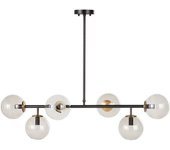 Maisons du Monde Lámpara de techo de metal negro con bolas de cristal ahumado