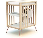 Jurababy Cambiador con 2 estantes madera haya y terracotta