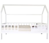 MueMue Cama casita con barandilla madera blanco 90x190cm