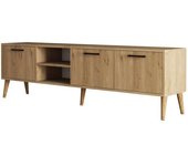 Hanah Home Mueble de tv 2 nichos 3 puertas l180 cm - efecto roble