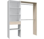 HOMN Armario vestidor 1 cajón, blanco y roble, 158 cm Ancho