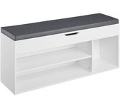 Tectake Banco zapatero natalia 104x30x49cm madera mdf blanco