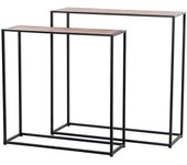 Adda Home Set de 2 consolas negro de metal 90-80x30-25x90-80cm