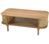 MACABANE Mueble tv de madera de jambul marrón y ratán natural