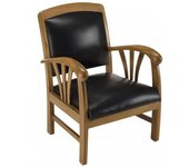 MACABANE Sillón de madera de teca y piel negro de 60x60x82 cm
