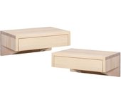 WOODEK 2x mesita de noche flotante en haya lacada en blanco
