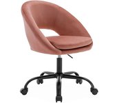 sweeek Silla de oficina de terciopelo con ruedas, rosa viejo
