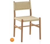 GEESE HOME Pack de 4 sillas madera de haya con asiento trenzado