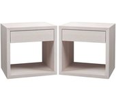 WOODEK 2x mesita de noche flotante con cajón en haya blanca